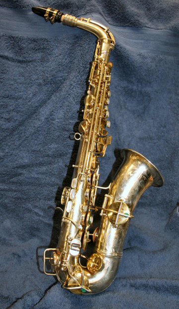 Beautifully decorated saxophone.